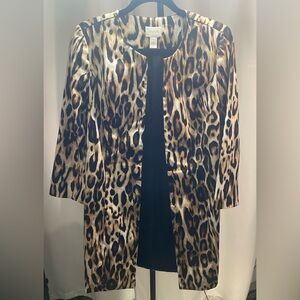 Chico's Brown Tan and Black Leopard-Print Open Front Jacket Size 1